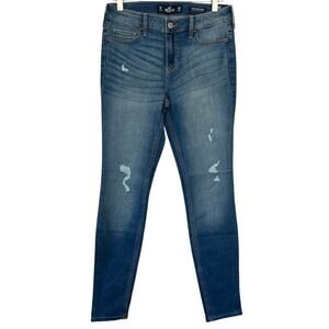 NWT Hollister Jeans Mid-Rise Super Skinny Classic Stretch Ripped Juniors Sz 7R